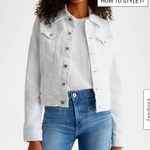 AG Jackets & Blazers - AG Jeans Robyn Denim Jacket All White Long Sleeve Size Small (Retail $215)